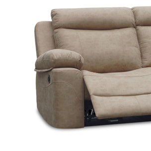 Sofá relax eléctrico con chaiselongue izquierdo Nellie 3 plazas Cemento