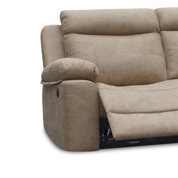 Sofá relax eléctrico con chaiselongue izquierdo Nellie 3 plazas Cemento