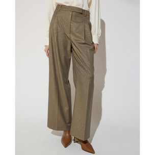 Pantaloni a pied de poule con doppie pieghe