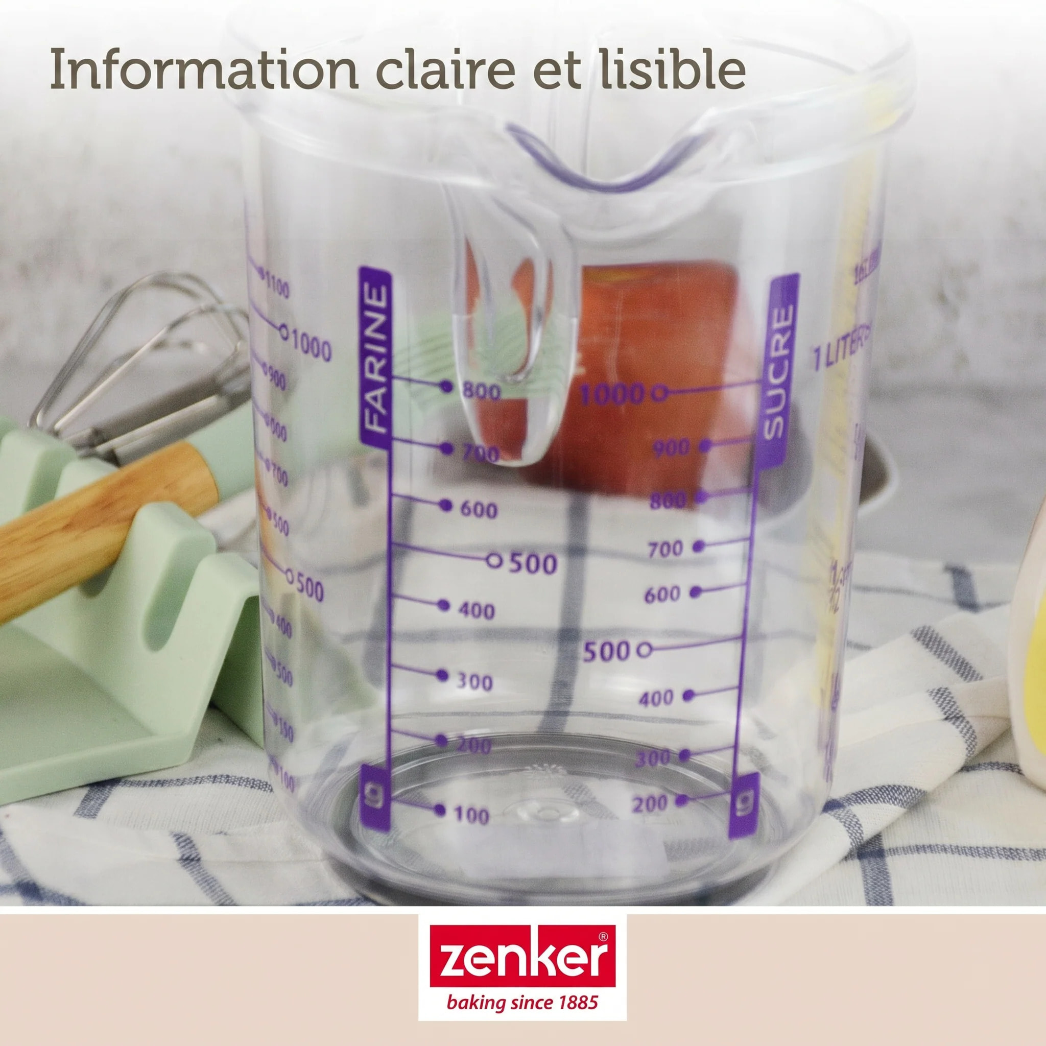 Verre doseur 1L en plastique de haute qualité Fackelmann