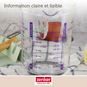 Verre doseur 1L en plastique de haute qualité Fackelmann