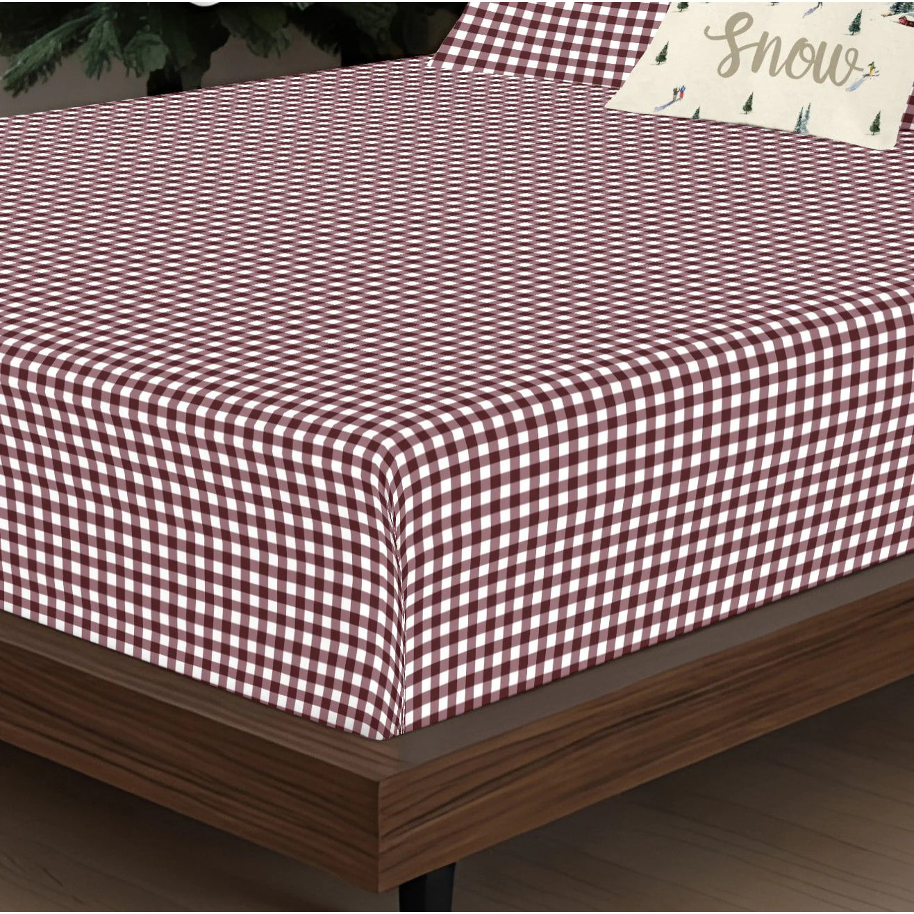 Parure de lit 100% coton Xmas Vichy