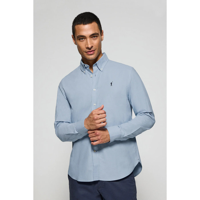 Camicia oxford celeste con logo Rigby Go ricamato