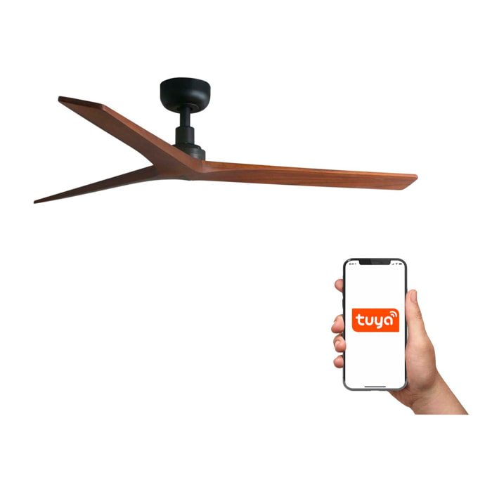 KLIM M Ventilateur de plafond noir/noyer TUYA