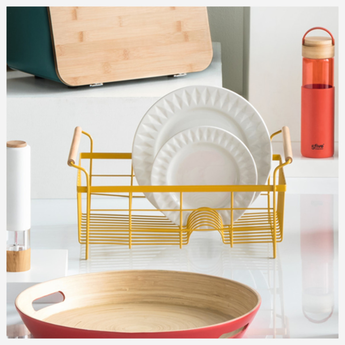 Égouttoir métal avec plateau "Modern Color" blanc