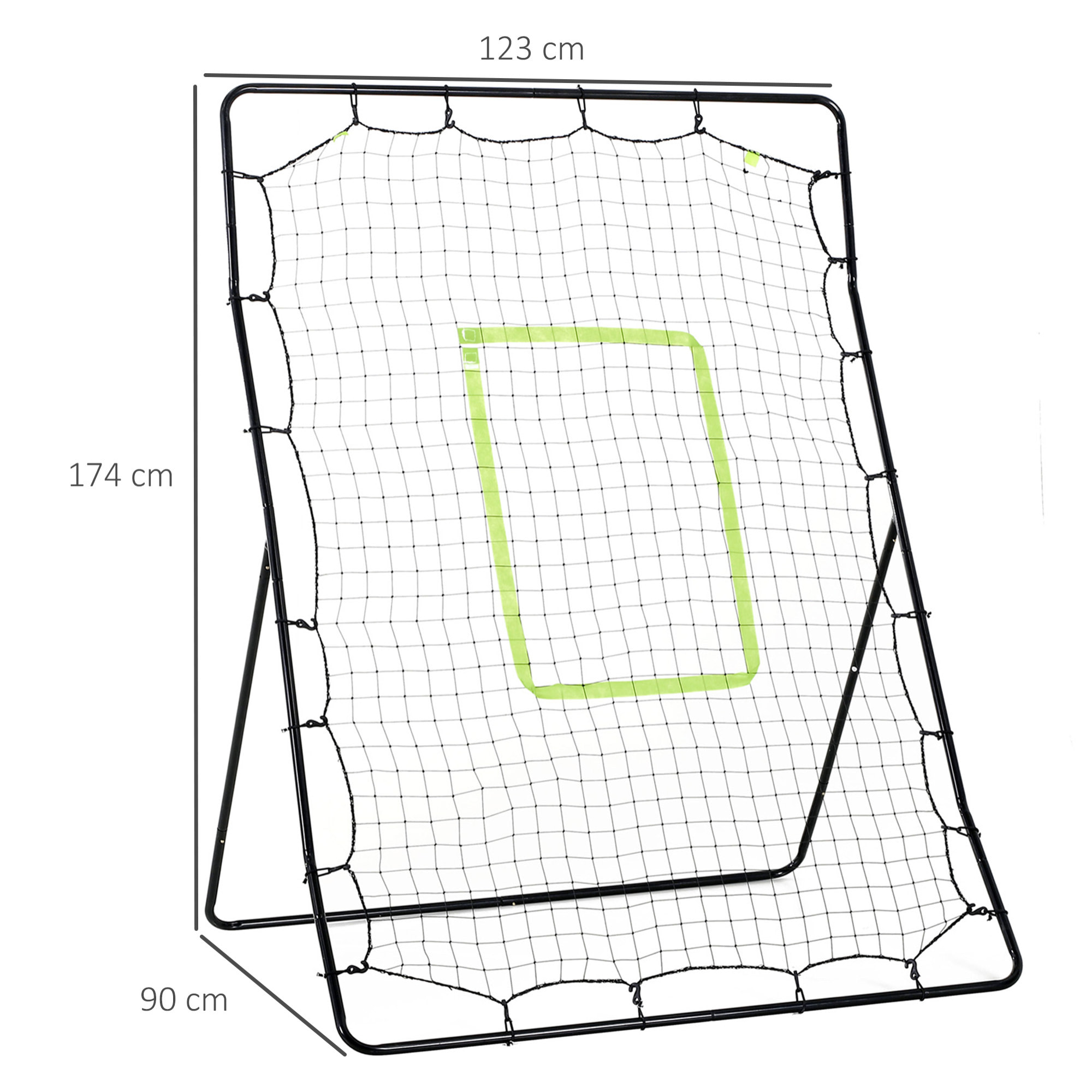 Red de Béisbol Red de Práctica de Béisbol y Softbol con Marco Metálico y Ganchos para Entrenamiento de Fútbol Tenis 123x90x174 cm Negro