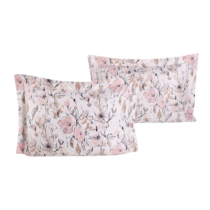 Lot de 2 Taies d'oreiller satin de coton imprimé