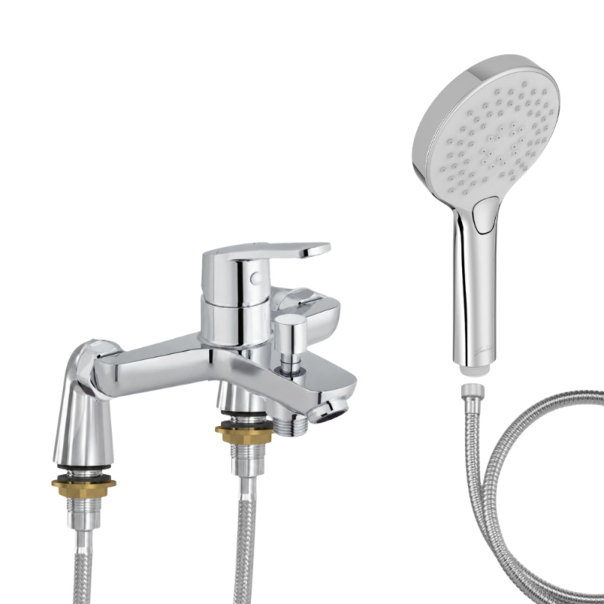 Mitigeur baignoire Aimé + pommeau de douche Metro + flexible de douche métal + colonnettes Idro'Flex