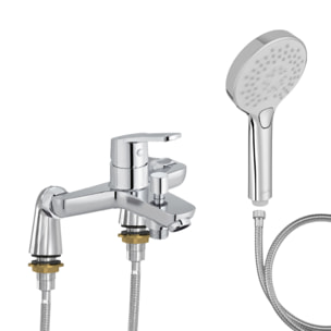 Mitigeur baignoire Aimé + pommeau de douche Metro + flexible de douche métal + colonnettes Idro'Flex