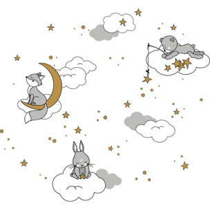 Stickers muraux | Sticker Mural Autocollant - ANIMAUX RÊVEURS SOUS LES ÉTOILES - Stickers adhésifs