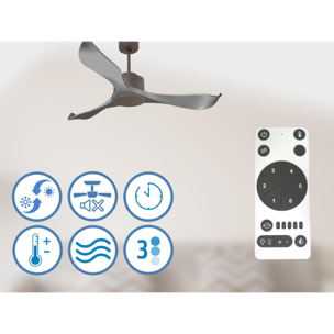Ventilateur de plafond Réversible  Thermostat Wifi Moteur à courant continu Toits en pente Télécommande Mémoire 40   W Chocolat