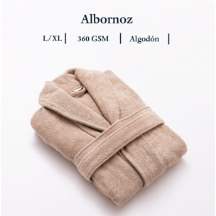 Albornoz l-xl 100%algodón 360gsm beige con ribetes grises scalpers home