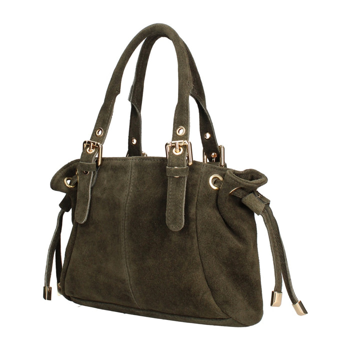 Borsa a mano da donna Made in Italy - Modello Elara Nova - Pelle scamosciata - 14.0 x 8.0 x 25.0 cm