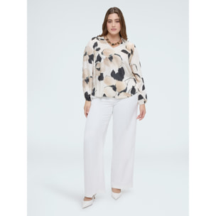 Fiorella Rubino - Blusa de raso con estampado floral - Blanco