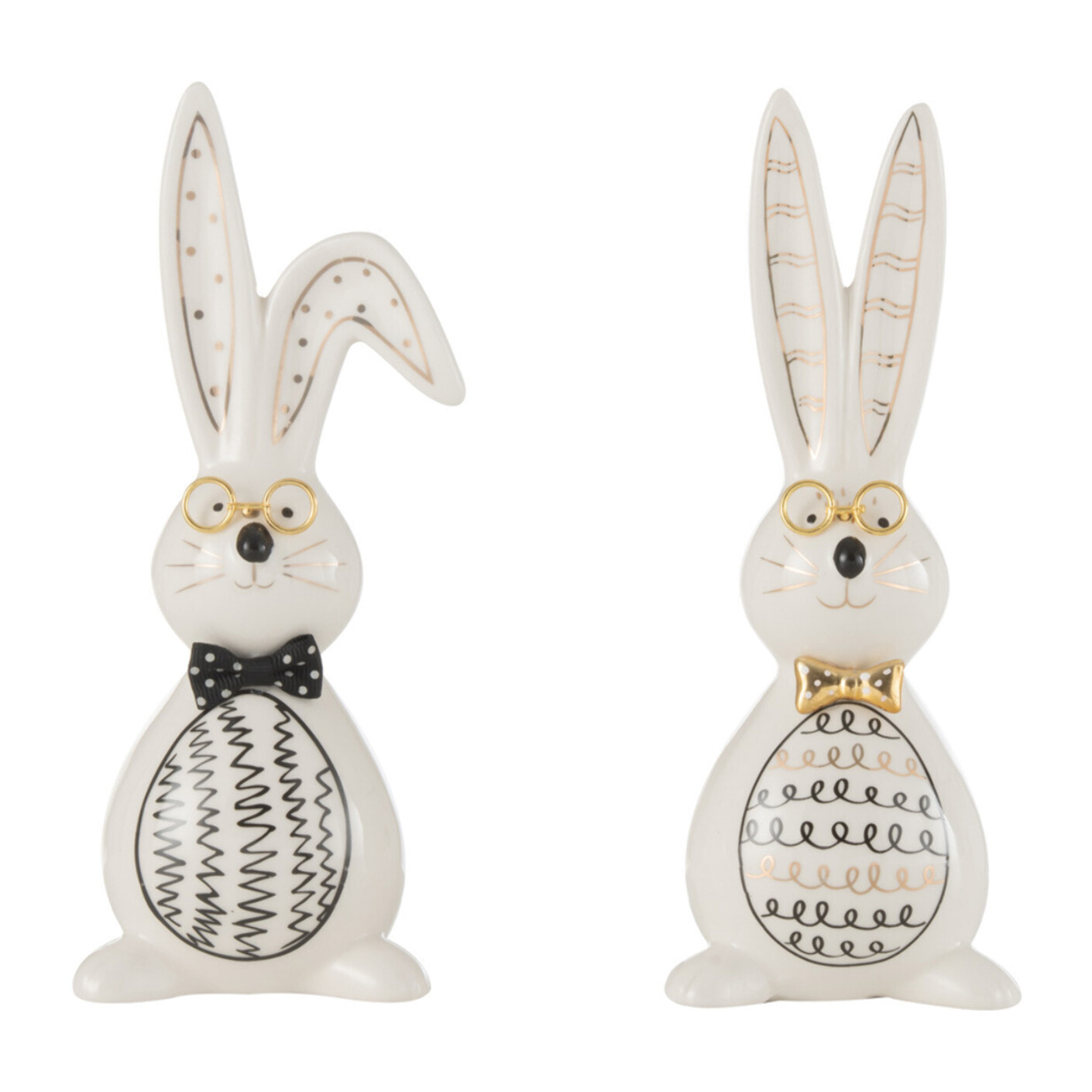 J-Line figurine Lapin Robert - céramique - mix - small - 2 pièces