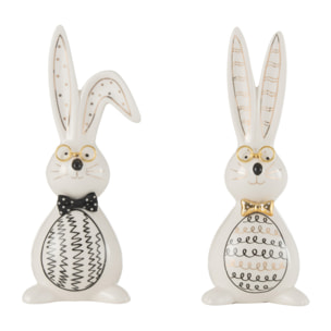 J-Line figurine Lapin Robert - céramique - mix - small - 2 pièces