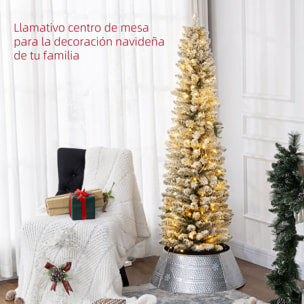 Árbol de Navidad 180 cm Árbol de Navidad Artificial Nevado con 150 Luces LED 329 Ramas y Soporte de Metal Árbol de Navideño para Salón Verde y Blanco