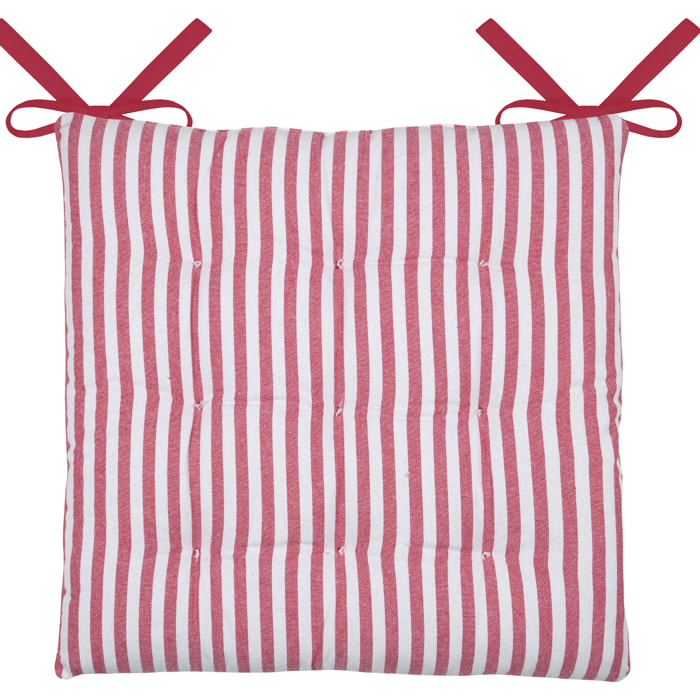 Galette de chaise double face à 9 points en polycoton - Rouge