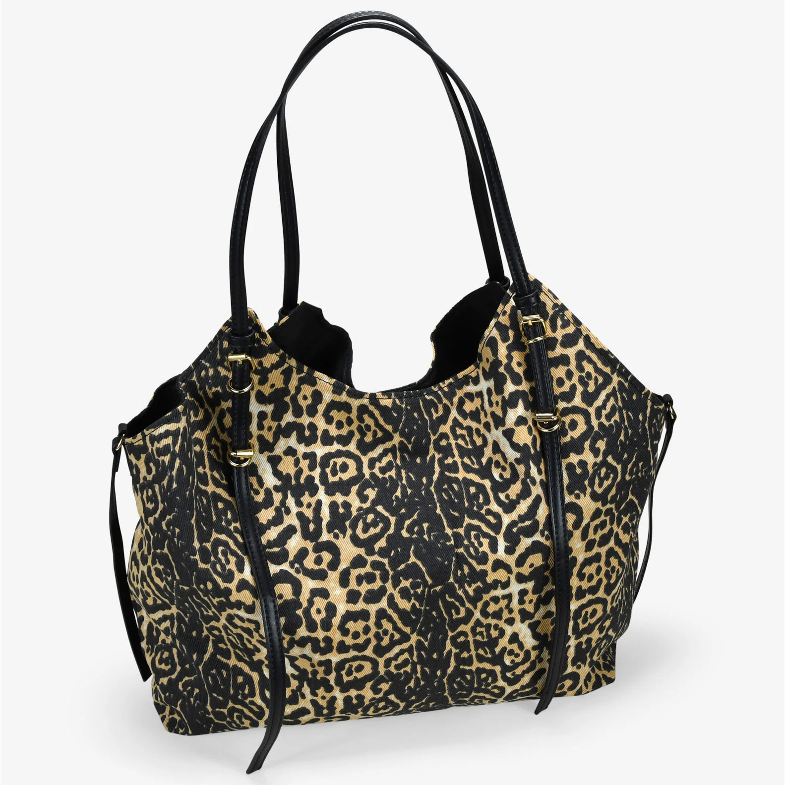 Bolso de hombro leopardo con hebillas metálicas
