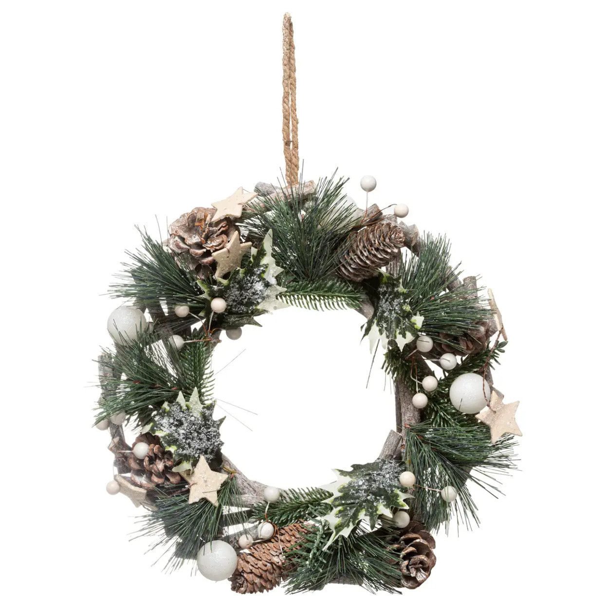 Couronne Nature avec branche 30cm bois blanc