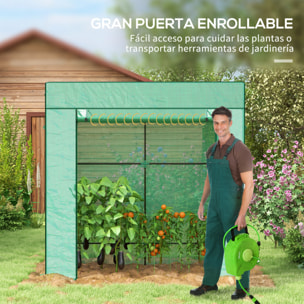 Invernadero Pequeño Invernadero de Exterior con Ventanas de Malla y Puerta con Cremallera Invernadero para Cultivar Tomates Plantas Flores 196x77x197 cm Verde