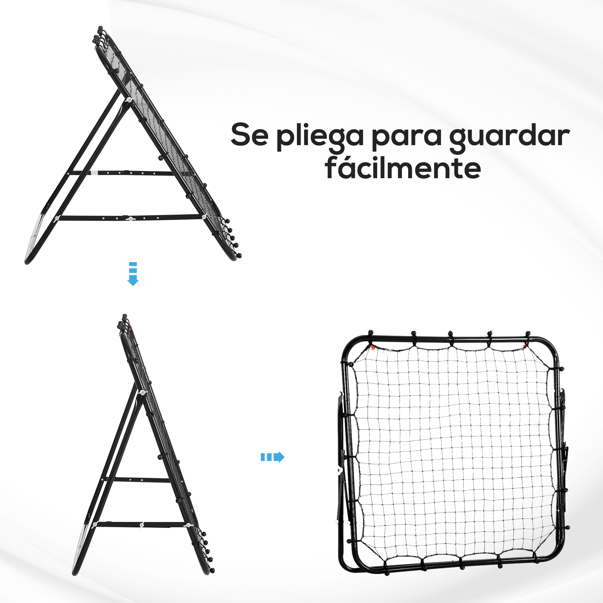 Red de Béisbol Red de Rebote Reboteador de Metal con Ángulo Ajustable y 20 Cuerdas Elásticas para Entrenamiento de Fútbol Tenis Deportes 96x80x96 cm Negro