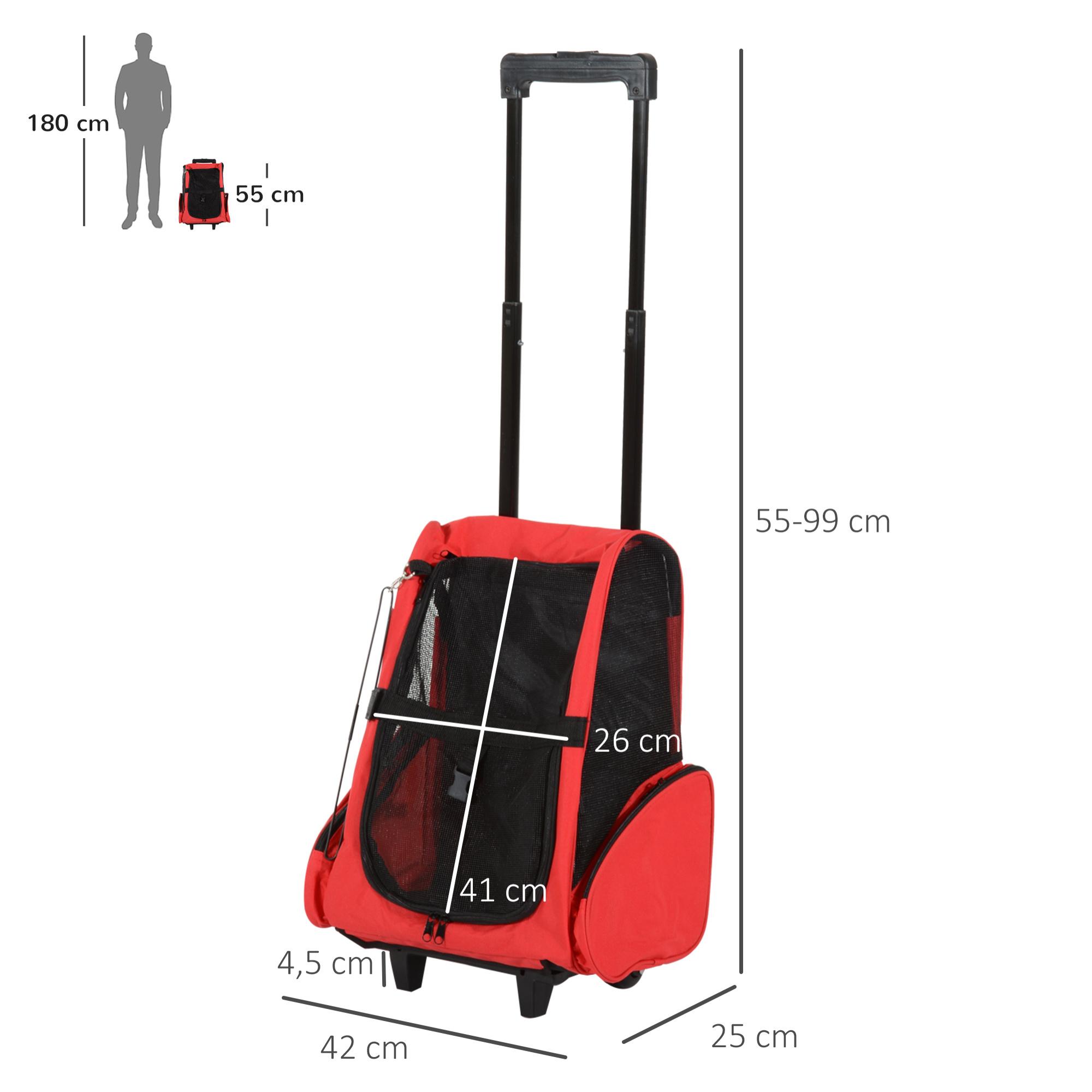 Transportin Carrito para Perro de Oxford 36x30x49 cm Rojo