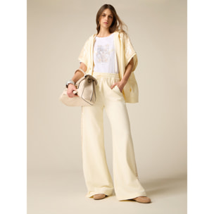 Oltre - Pantaloni palazzo in felpa con paillettes - Bianco