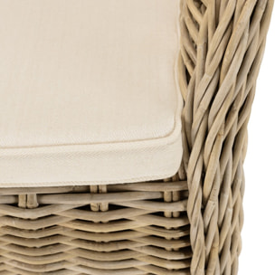 KALLY - Fauteuil en kubu avec coussin d'assise blanc