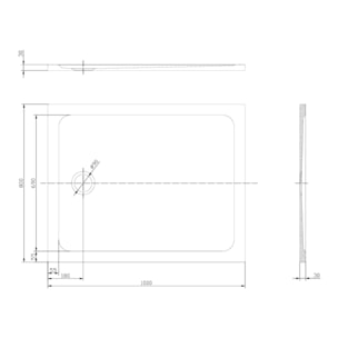 100x80 cm receveur de douche en marbre coulé, Swiss Aqua Technologies Project, sans siphon ni pieds, noir mat (SATSVPRO10080CA)