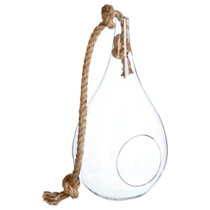 Goutte - verre et jute - transparent - H39 cm