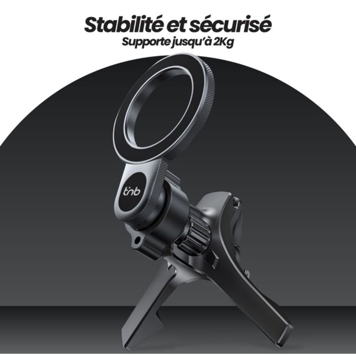 Support smartphone TNB Support magnétique compact aération Noir