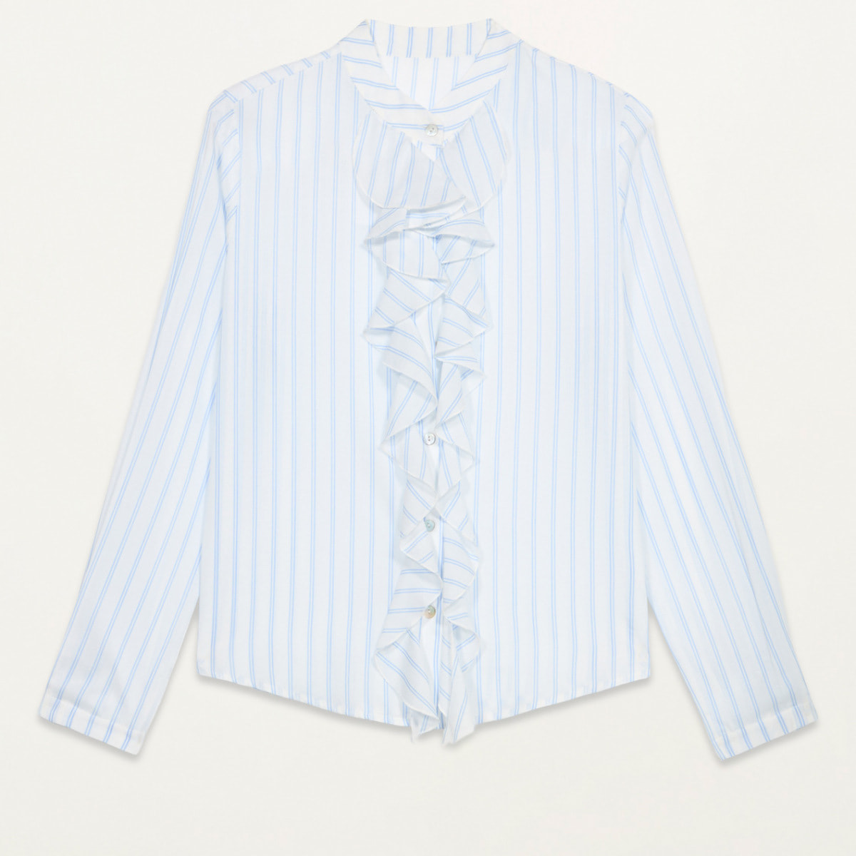 Oltre - Camicia a righe con volant - Bianco