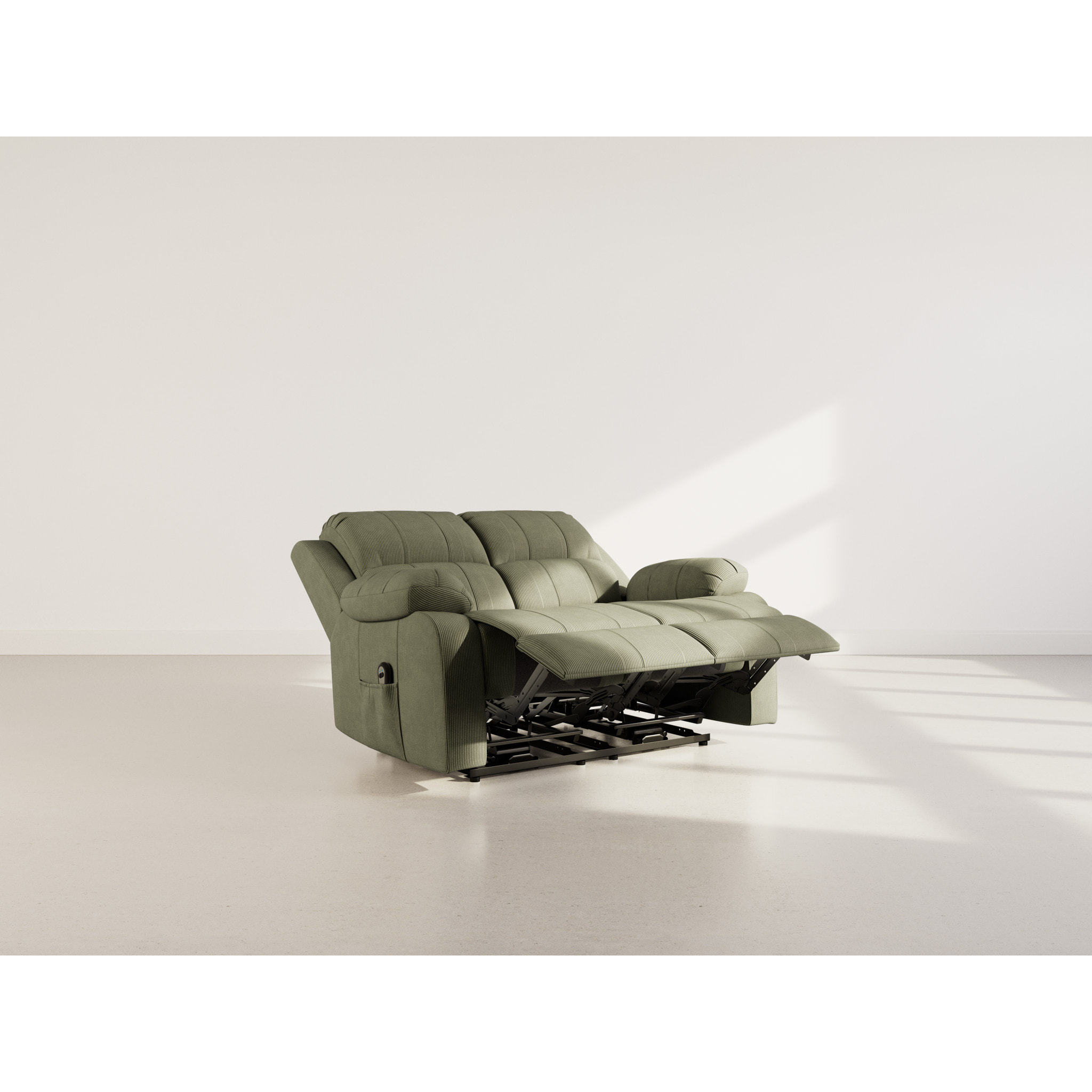 Armand - Canapé 2 places relax électrique en velours côtelé - Vert