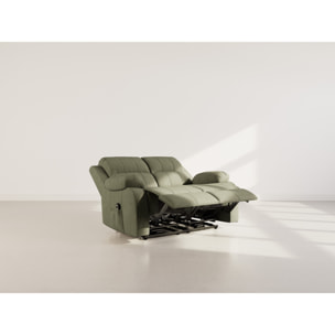 Armand - Canapé 2 places relax électrique en velours côtelé - Vert