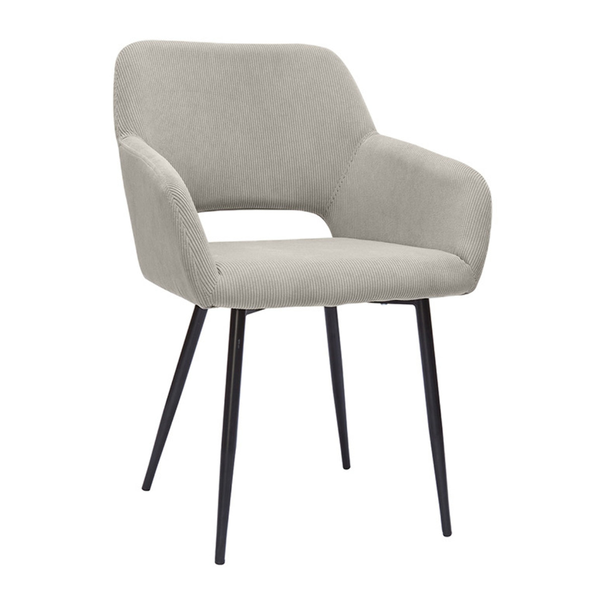 Chaises en tissu velours côtelé taupe et métal noir (lot de 2) LAURETTE