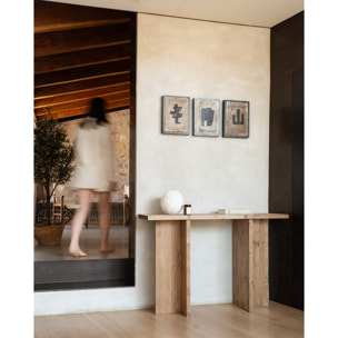 Consola de madera maciza en tono roble oscuro de 120x80cm Alto: 35 Largo: 120 Ancho: 80