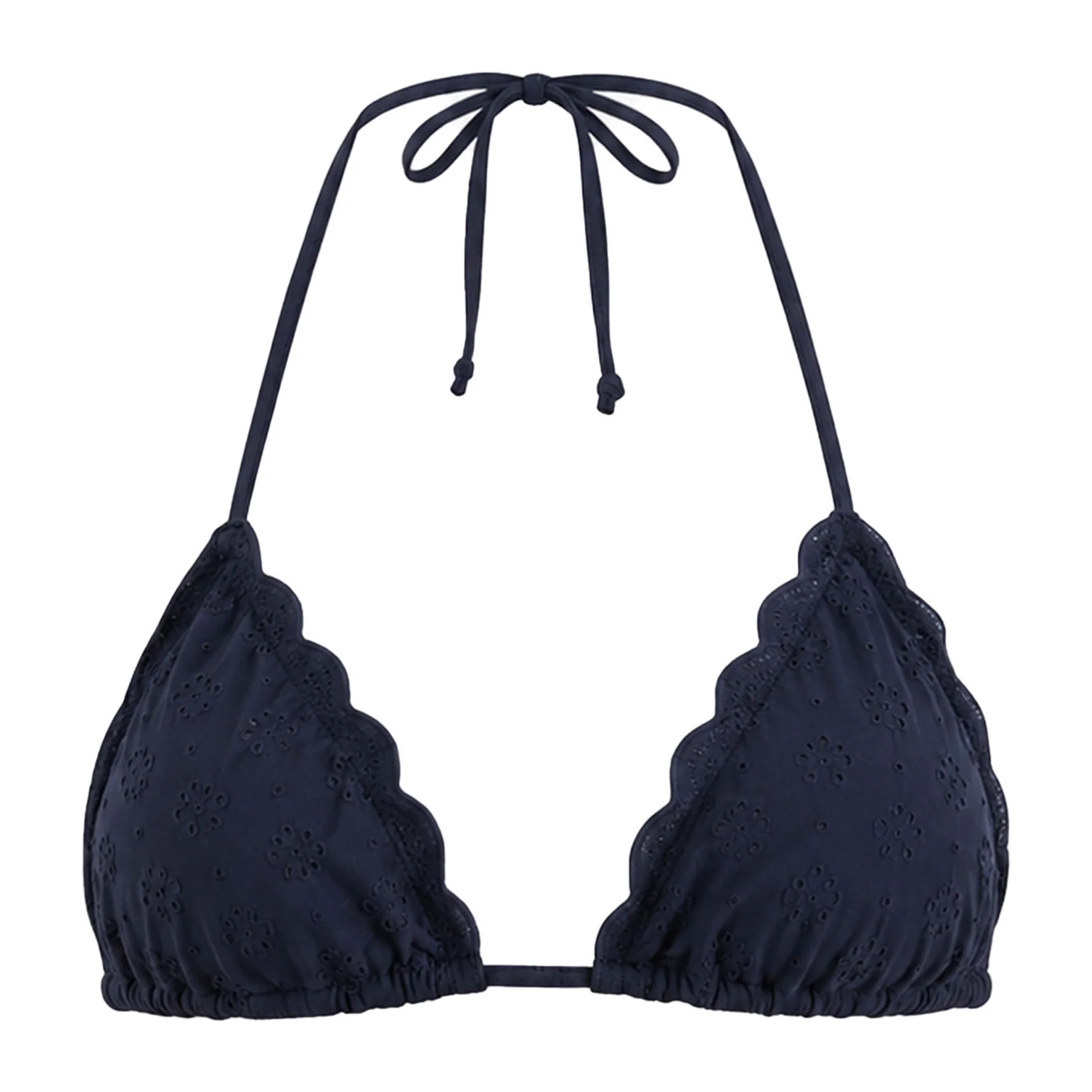 Top de bikini de triángulo y tejido perforado