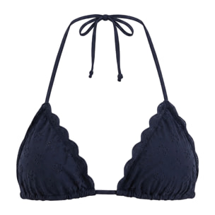 Top de bikini de triángulo y tejido perforado