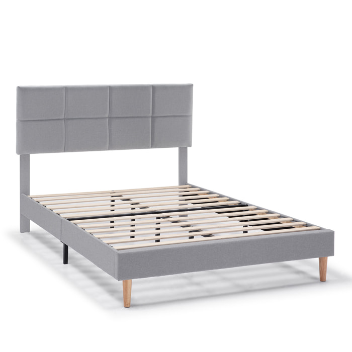 Estructura de cama tapizada Silvi de 30 cm Gris Claro