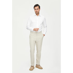 Camicia Uomo 1 Bottone Francese Slim Twill No iron Bianco
