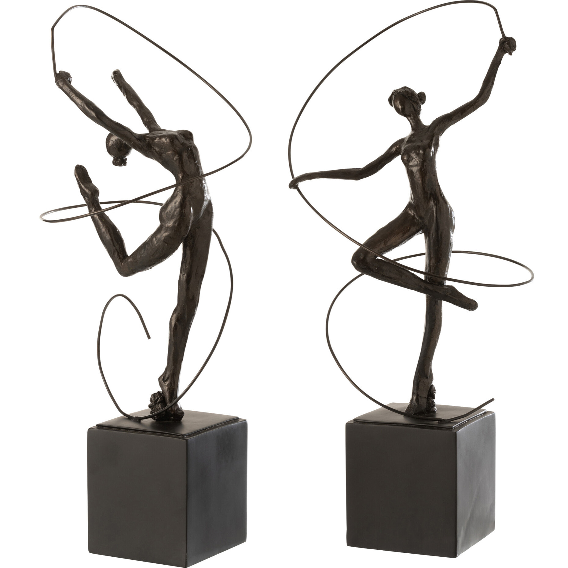 J-Line décoration Gymnaste - polyrésine - marron foncé - 2 pièces