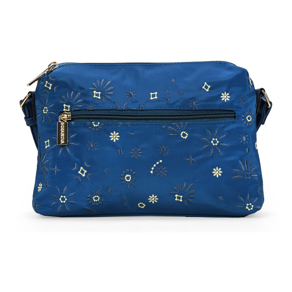 Bolso bandolera azul con bordado