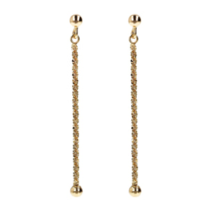 Orecchini Pendenti a Filo in Argento 925 placcato Oro Giallo 18Kt con Catena Margherita e Bead Finale