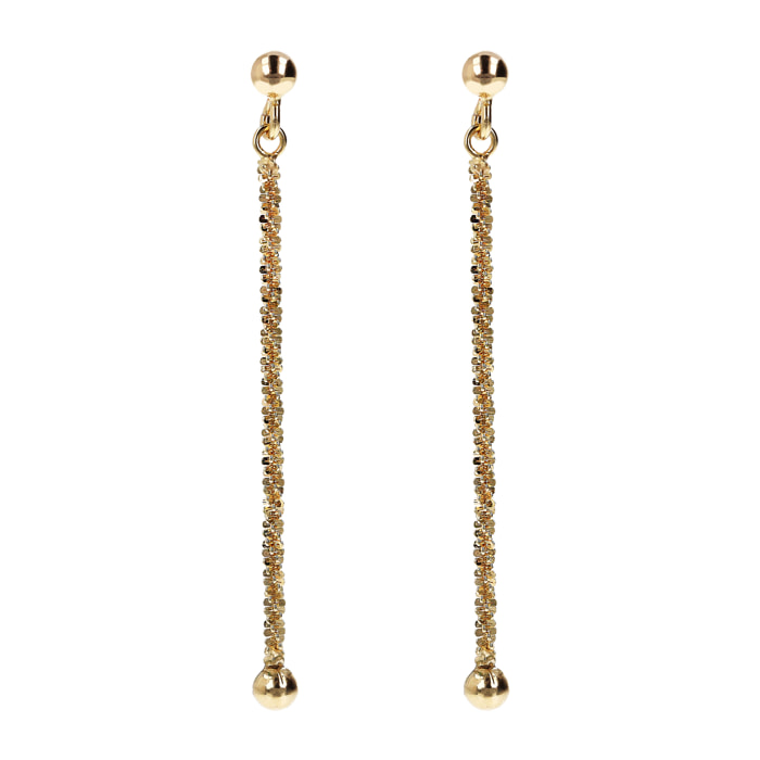 Orecchini Pendenti a Filo in Argento 925 placcato Oro Giallo 18Kt con Catena Margherita e Bead Finale