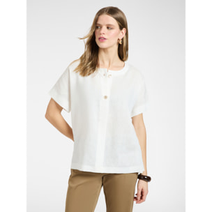 Elena Mirò - T-shirt in lino e cotone - Bianco