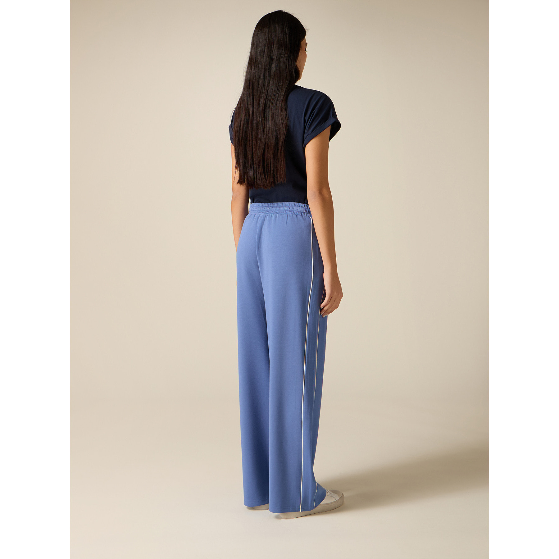 Oltre - Pantaloni in jersey con profilo - Blu