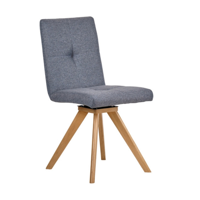 Chaise rotative en tissu & piètement en chêne - 3 coloris - HORTENSE