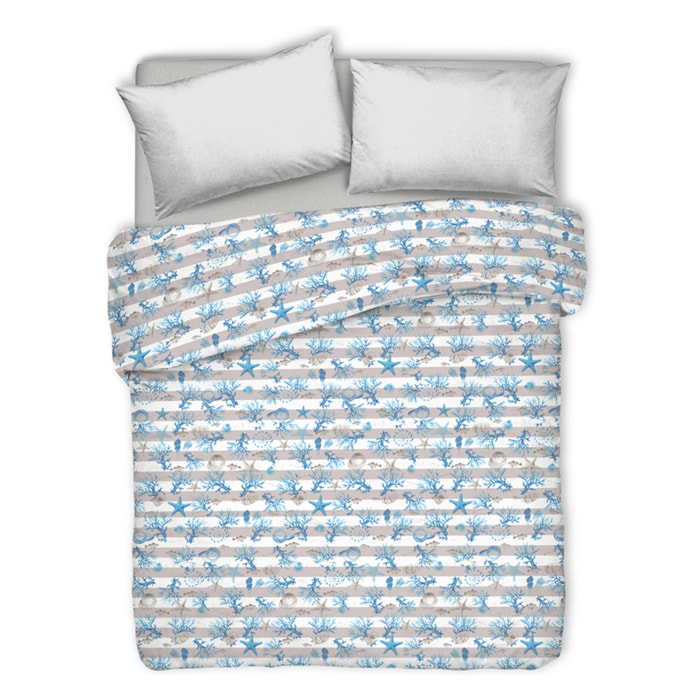 Copriletto di cotone marina riga azzurro 100% cotone