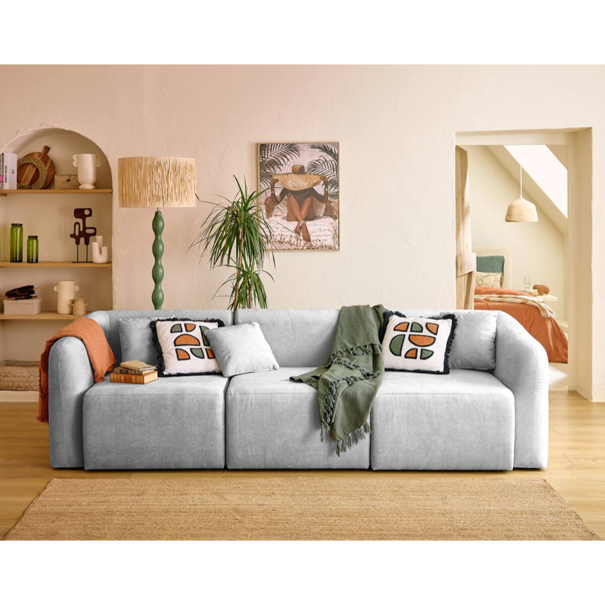 Ikare - module d'assise d'angle gauche - en tissu - Gris clair